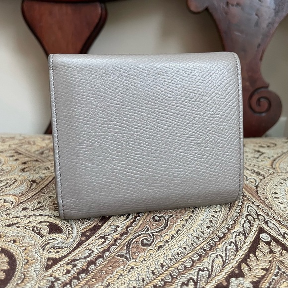 Celine Paris Light Gray Pebbled Leather Trifold Wallet Authentic Made in Italy - Picture 3 of 16